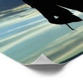 Ruitende zonsonderrug Riding cowboy silhouette Poster (Hoek)