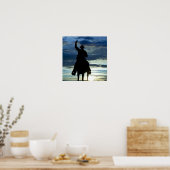 Ruitende zonsonderrug Riding cowboy silhouette Poster (Keuken)