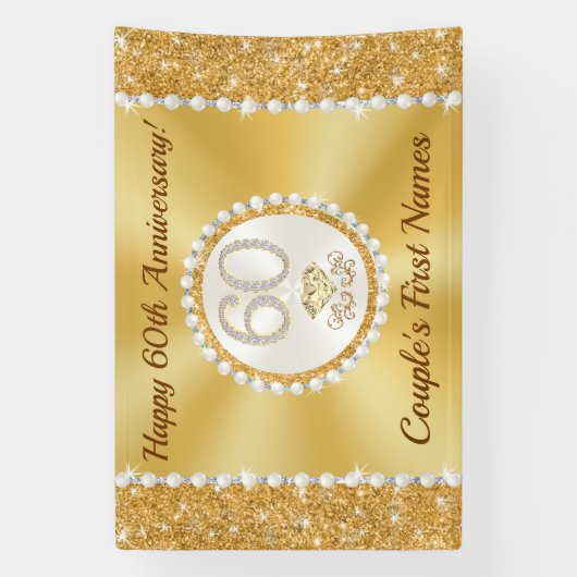 Ruitendiamant, 60ste Jubileum-banner voor bruiloft Spandoek (Verticaal)