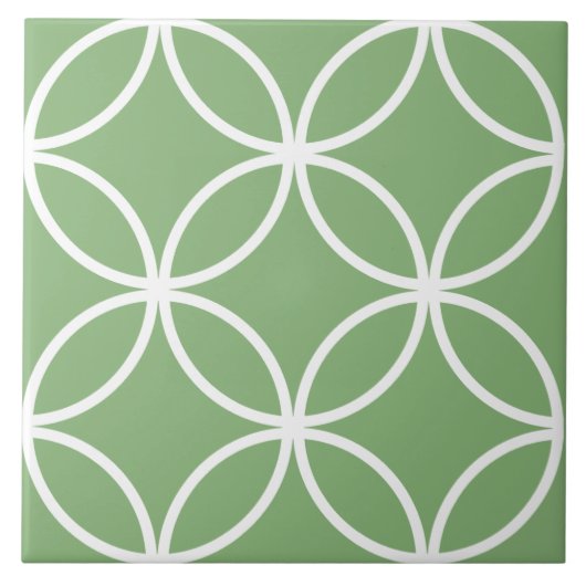 Ruitendiamanten voor groene en witte cirkels tegeltje (Voorkant)