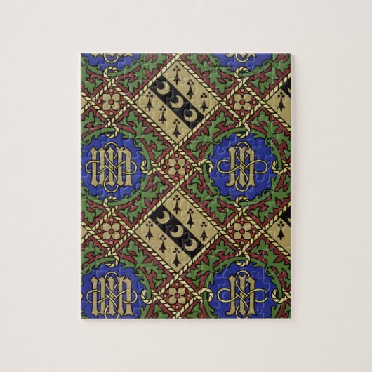 Ruitendrukkerij, kerkelijk behangselontwerp legpuzzel (Verticaal)