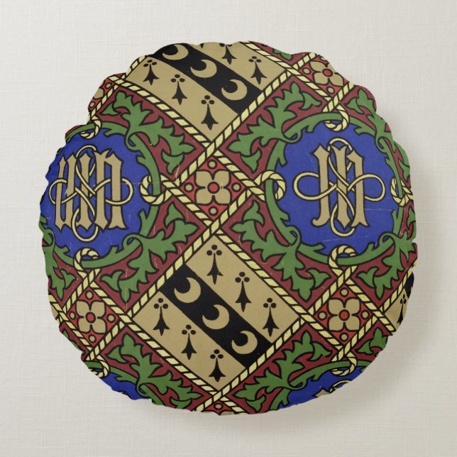 Ruitendrukkerij, kerkelijk behangselontwerp rond kussen (Voorkant)