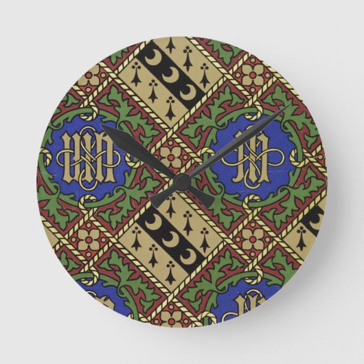 Ruitendrukkerij, kerkelijk behangselontwerp ronde klok (Voorkant)