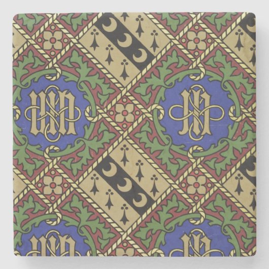 Ruitendrukkerij, kerkelijk behangselontwerp stenen onderzetter (Voorkant)