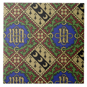 Ruitendrukkerij, kerkelijk behangselontwerp tegeltje