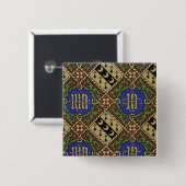 Ruitendrukkerij, kerkelijk behangselontwerp vierkante button 5,1 cm (Voorkant /achterkant)
