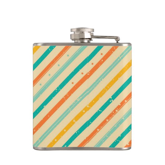 Ruitengestreepte patroon van Retro grunge Heupfles (Achterkant)