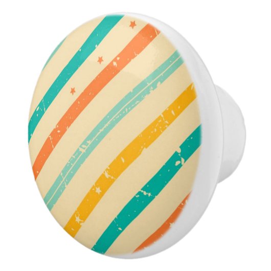 Ruitengestreepte patroon van Retro grunge Keramische Knop (Rechts)