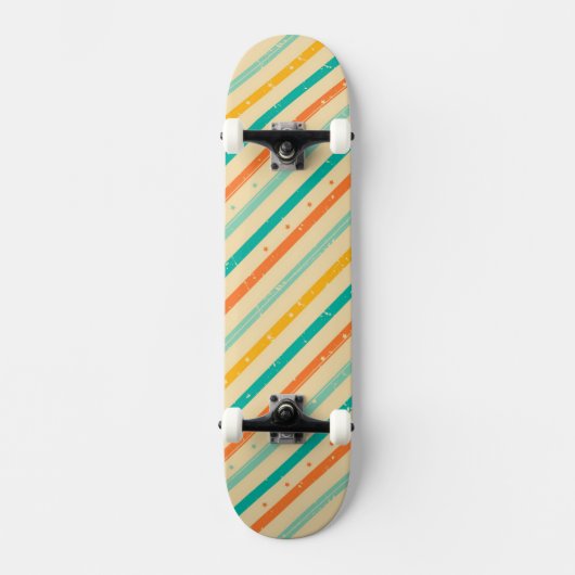 Ruitengestreepte patroon van Retro grunge Skateboard (Voorkant)