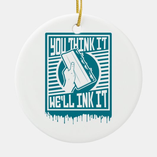 Ruitenkijkhoek Afdrukken Obey Ink-ontwerp Keramisch Ornament (Voorkant)