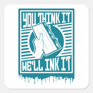 Ruitenkijkhoek Afdrukken Obey Ink-ontwerp Vierkante Sticker