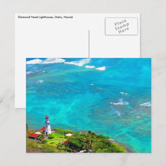 ruitenkopblauwe vuurtoren briefkaart (Voorkant / Achterkant)