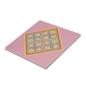 Ruitenpatroon Marokkaanse tegel op roze achtergron Tegeltje (Zijkant)