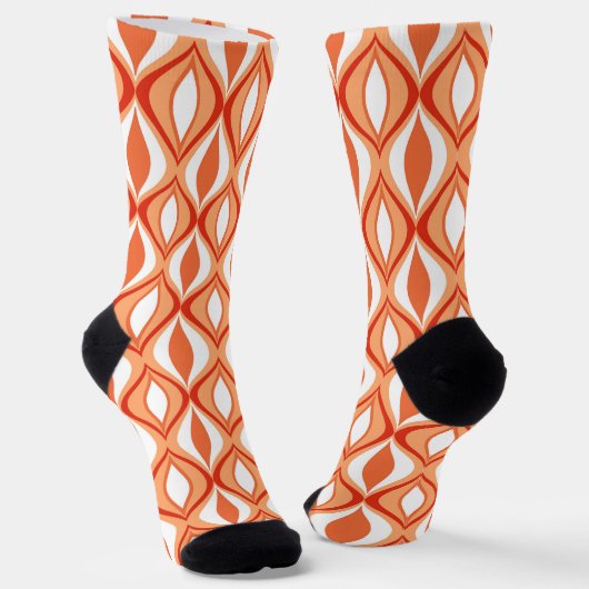 Ruitenpatroon met middeleeuwen, Oranje en wit Sokken (Gebogen)