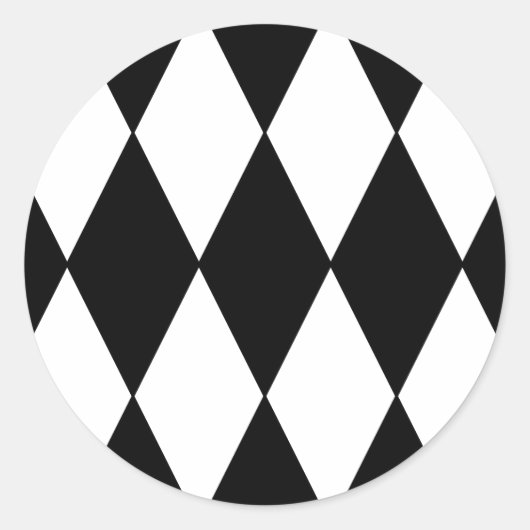Ruitenpatroon met zwarte en witte retro ronde sticker (Voorkant)