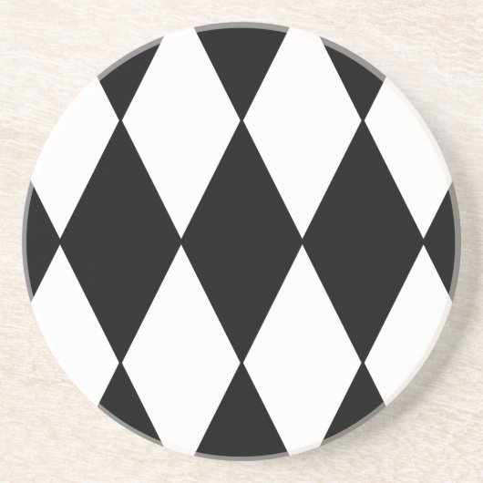 Ruitenpatroon met zwarte en witte retro zandsteen onderzetter (Voorkant)