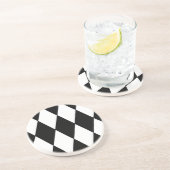 Ruitenpatroon met zwarte en witte retro zandsteen onderzetter (Zijkant)