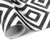 Ruitenpatroon met zwarte en witte Waterverf Cadeaupapier (Rol Hoek)