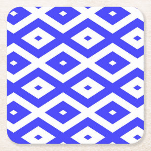 Ruitenpatroon van koninklijk blauw en wit kartonnen onderzetters