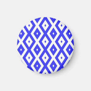 Ruitenpatroon van koninklijk blauw en wit magneet