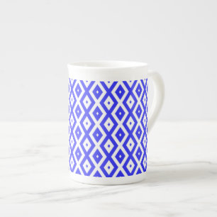 Ruitenpatroon van koninklijk blauw en wit porselein kop