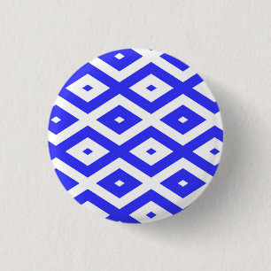 Ruitenpatroon van koninklijk blauw en wit ronde button 3,2 cm