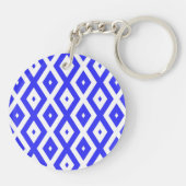 Ruitenpatroon van koninklijk blauw en wit sleutelhanger (Achterkant)