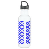 Ruitenpatroon van koninklijk blauw en wit waterfles  (Achterkant)