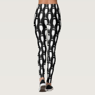 Ruitenpatroon van zwart-witte champagne leggings