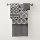 Ruitenpatroon zwart, wit en grijs bad handdoek (Insitu)