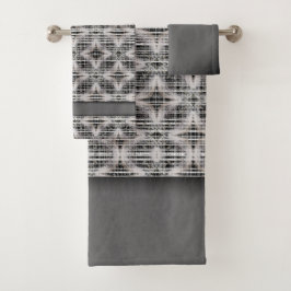 Ruitenpatroon zwart, wit en grijs bad handdoek