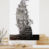 Ruitenpen en inkttekening in zwart-wit poster (Keuken)