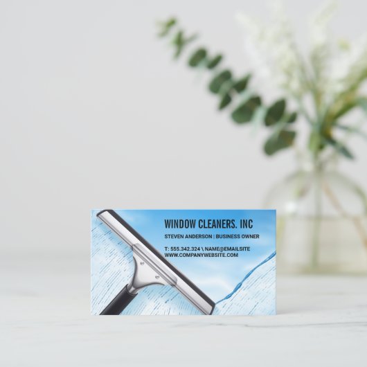 Ruitenreiniger Squeegee | Huis Service Visitekaartje (Staand voorkant)