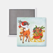 Ruitenrendiertjes met rode neus die slee kerst tre magneet (Voorkant / Achterkant)