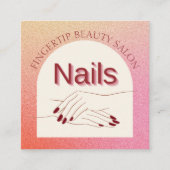 Ruitenroze glitter Nail Artist QR-code Vierkante Visitekaartje (Voorkant)