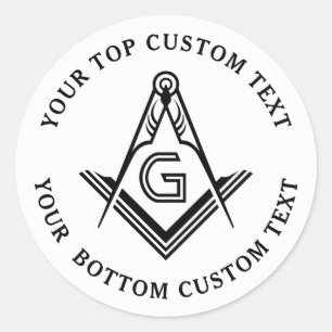 Ruitenvierkant en kompas Ronde Masonic Stickers
