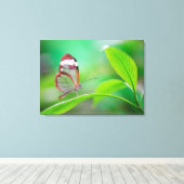 Ruitenvlinder van glas ontspant vers groen canvas afdruk (Insitu (Houten vloer))