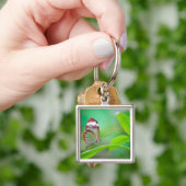 Ruitenvlinder van glas ontspant vers groen sleutelhanger (Hand)
