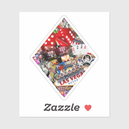 Ruitenvormig Kaart voor diamanten - Gamblers - opg Sticker (Vel)