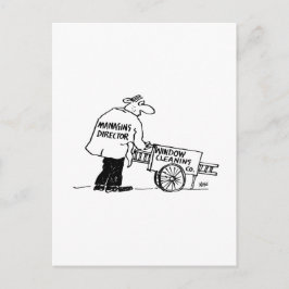 Ruitenwasser met kar voor het schoonmaken van rame briefkaart