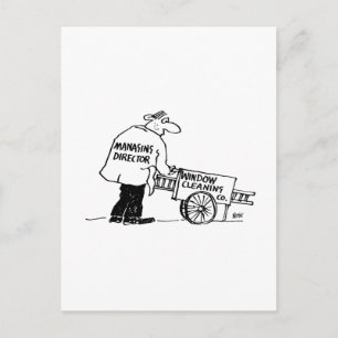 Ruitenwasser met kar voor het schoonmaken van rame briefkaart