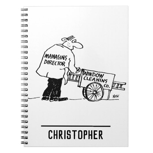 Ruitenwasser met kar voor ramen schoonmaken notitieboek (Voorkant)