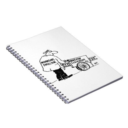 Ruitenwasser met kar voor ramen schoonmaken notitieboek (Rechterzijde)