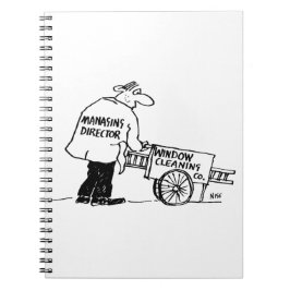 Ruitenwasser met kar voor ramen schoonmaken notitieboek