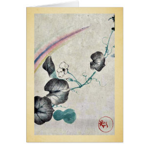 Ruitenwijnstok met bloesem en regenboog