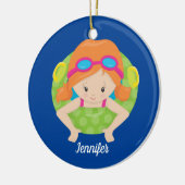 Ruitenwissel team meisje Cute Custom Blue Keramisch Ornament (Links)