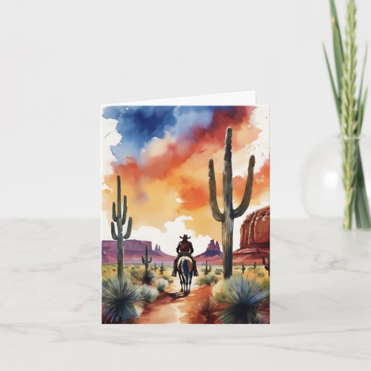 Ruiter bij Dusk Cowboy Kaart (Voorkant)
