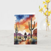 Ruiter bij Dusk Cowboy Kaart (Gele Bloem)