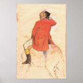 Ruiter in een rode jas door Edgar Degas Poster (Voorkant)