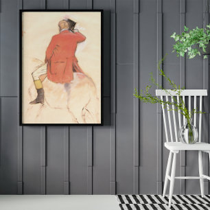 Ruiter in een rode jas door Edgar Degas Poster